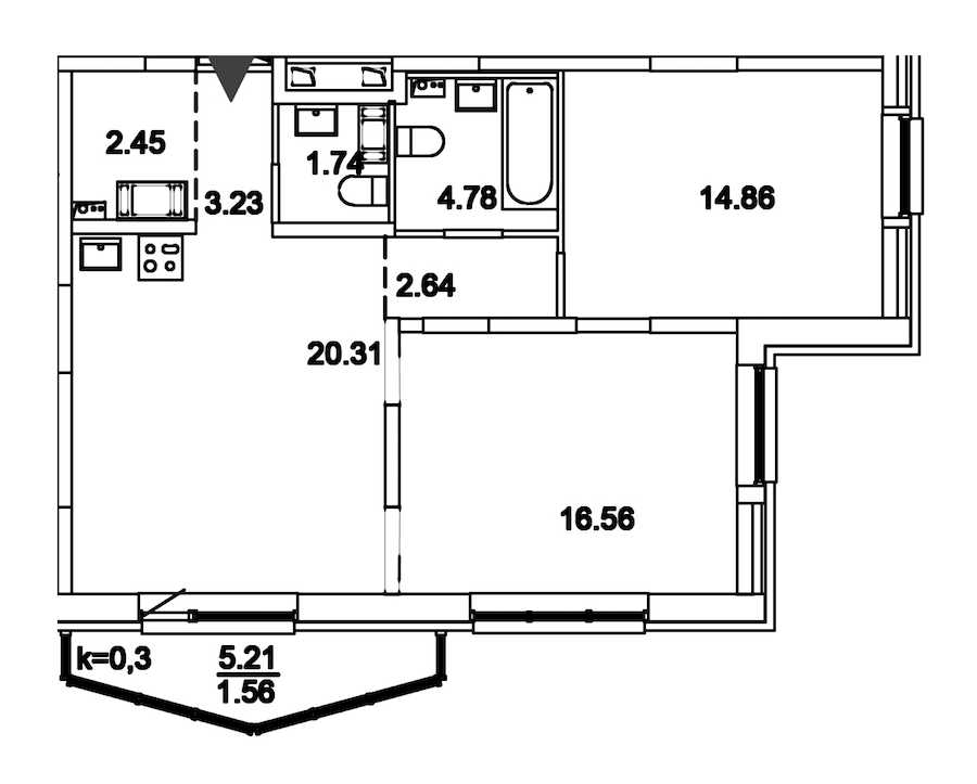 Двухкомнатная квартира в : площадь 76.36 м2 , этаж: 4 – купить в Санкт-Петербурге